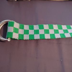 Grey and green checkered belt
